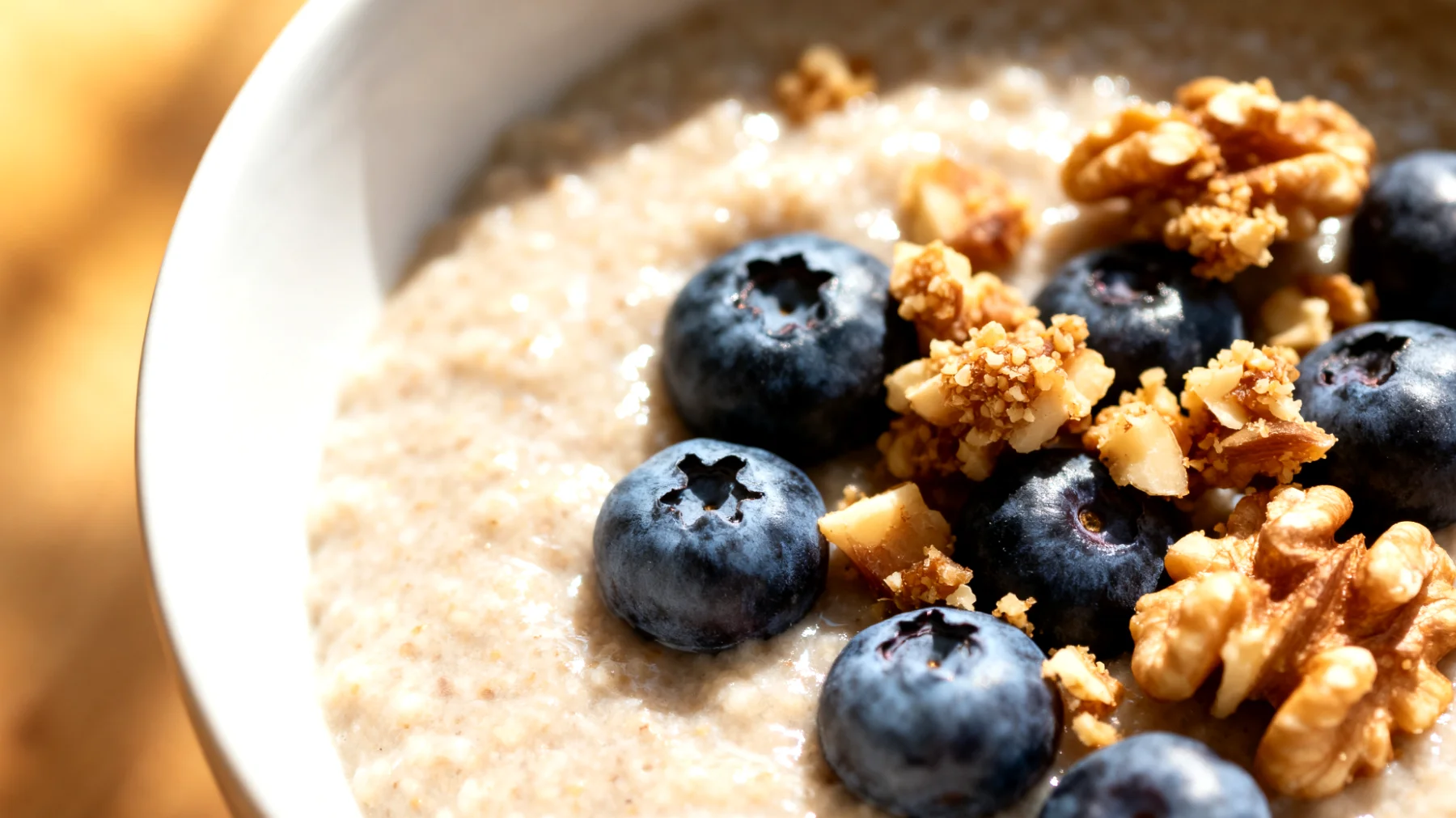 Amaranth-Porridge mit Walnüssen und Blaubeeren"